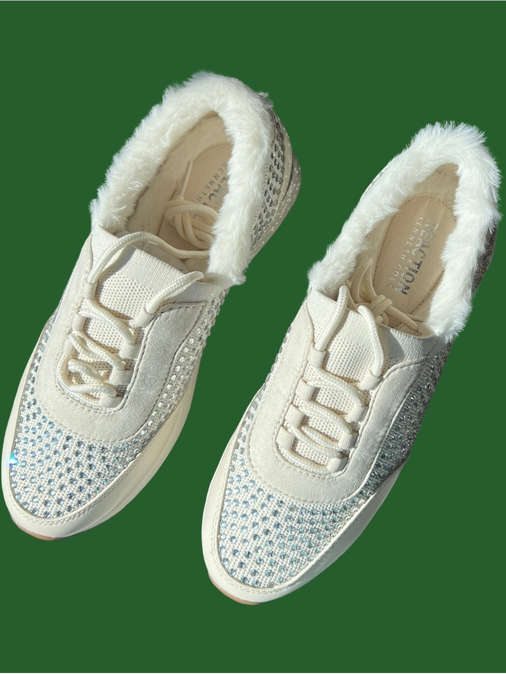 Kenneth Cole Reaction Cari Faux Fur Jewel Jogger Sneaker - Size 7 - Picture 4 of 11